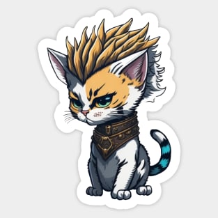 Rock n Roll Metalhead Punk Cat with Mohawk Hairstyle Sticker